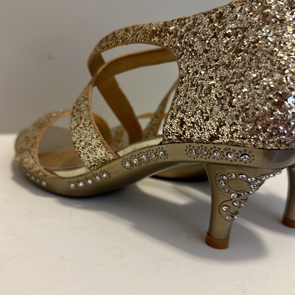Gold glitter heels with rhinestones - Picture 4 of 5